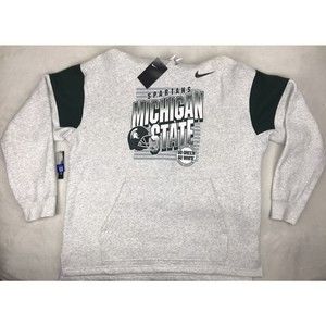Nike Michigan State Football Pullover Hoodie Gray And Green X-Large NWT